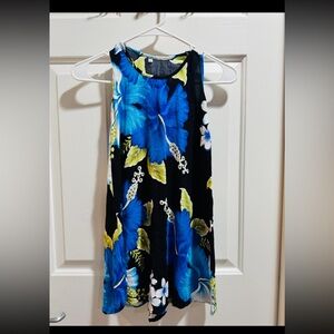 Floral Sleeveless Dress for Kids in Blue and Yellow